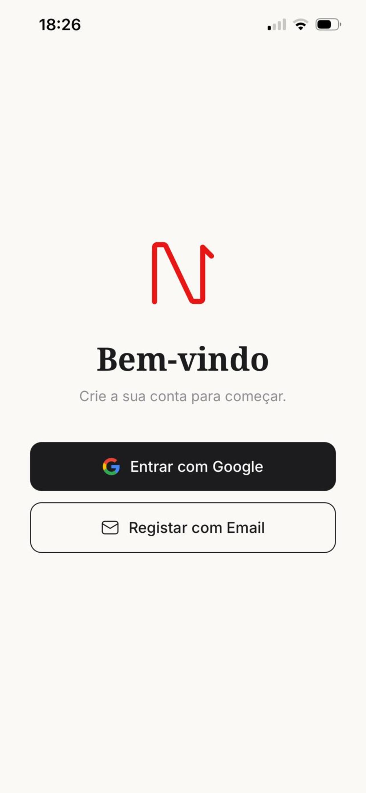 NEXO IRS App — Welcome screen